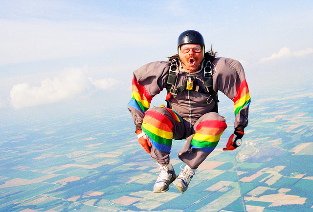 People jumping out of an airplane.